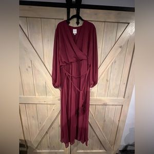 David’s Bridal Long Sleeve Chiffon Bridesmaid Dress w/Slit